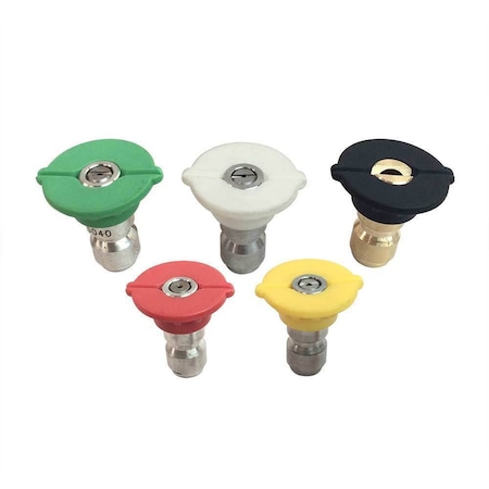 Interstate Pneumatics 1/4 in Quick Connect High Pressure Spray Nozzle Tip Set, Multicolor, 5 PCS PW7103